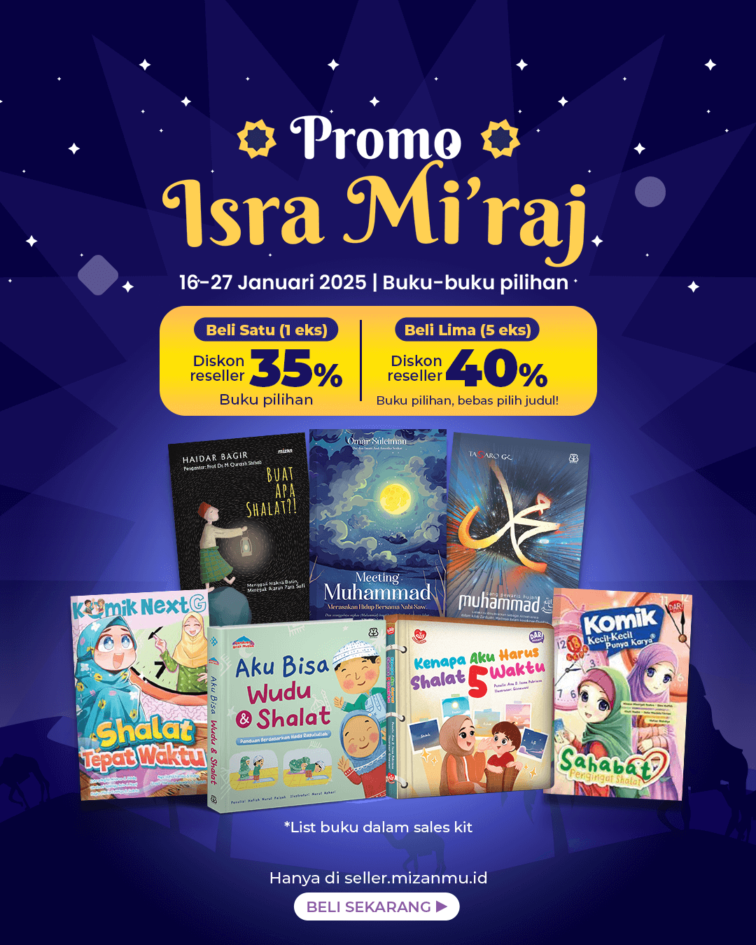 PROMO ISRA MIRAJ BELI 1 DISKON 35, BELI 5 DISKON 40